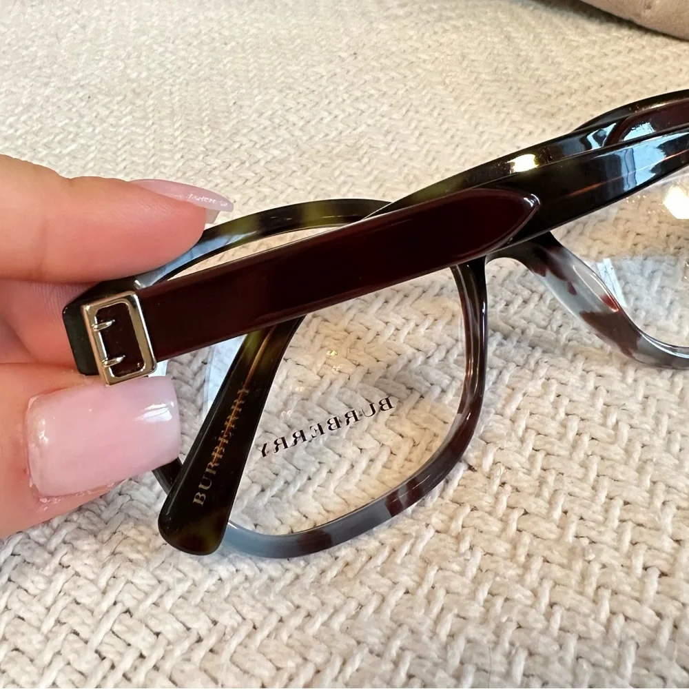 Burberry deep black, blue colors with silver accents square prescription frame